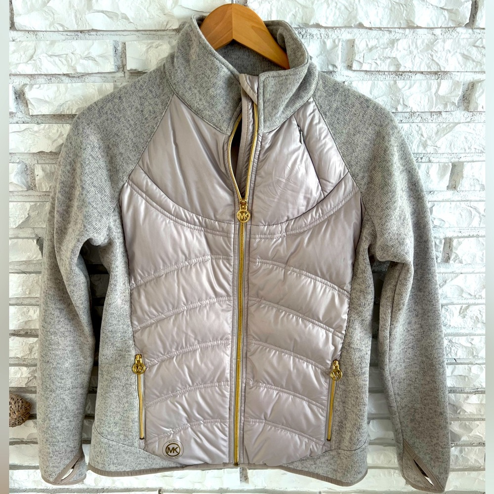 Michael Kors Fleece Puffer Sweater Zip Up Jacket Sz M